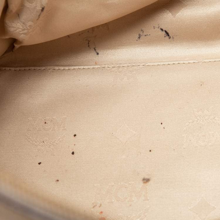 Pre Owned MCM Beige Leather Zip Satchel