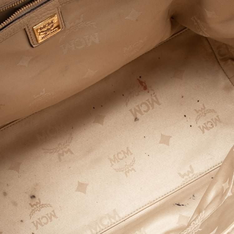 Pre Owned MCM Beige Leather Zip Satchel