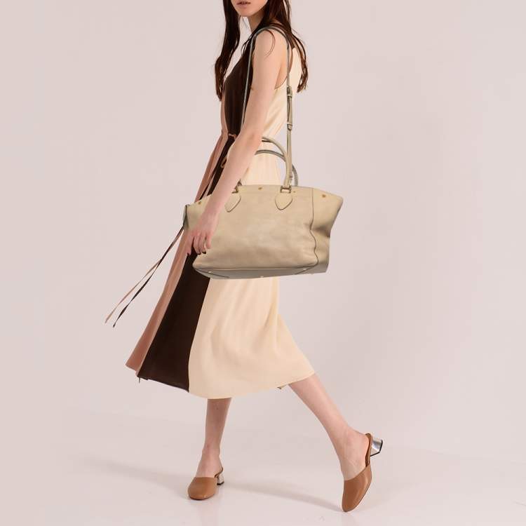 Pre Owned MCM Beige Leather Zip Satchel