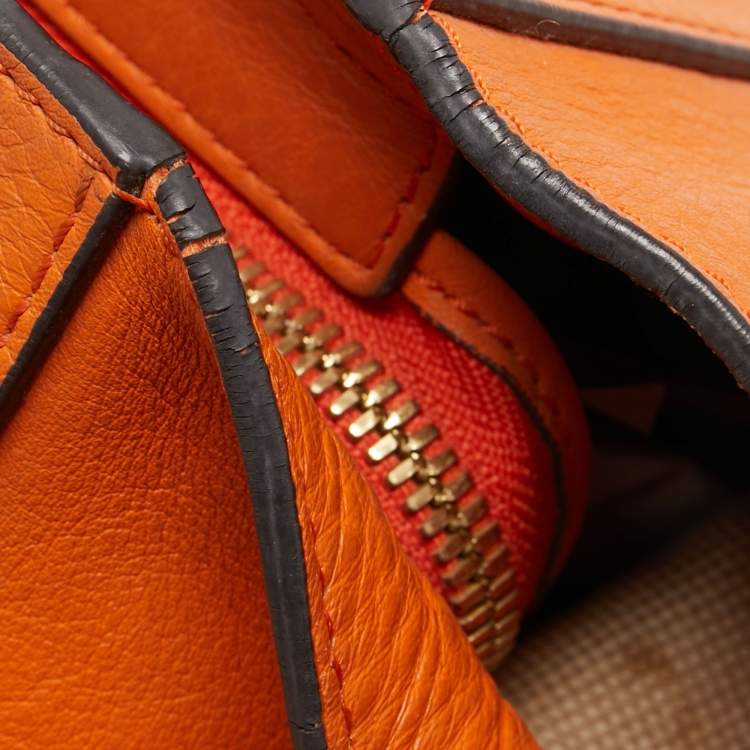 Pre Owned MCM Orange Leather Zip Shopper Tote