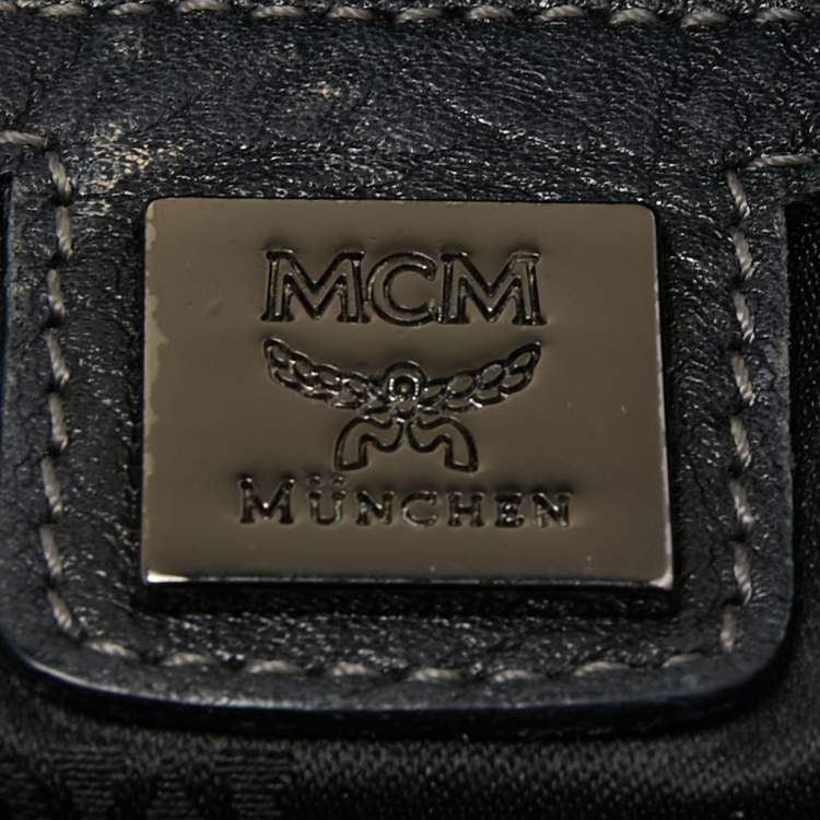 Pre Owned MCM Black Visetos Coated Canvas and Leather Zip Shoulder Bag