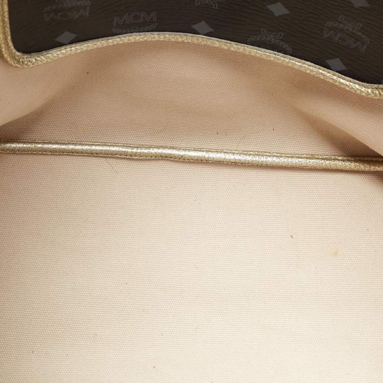 Pre Owned MCM Black Visetos Coated Canvas and Leather Princess Lion Shopper Tote