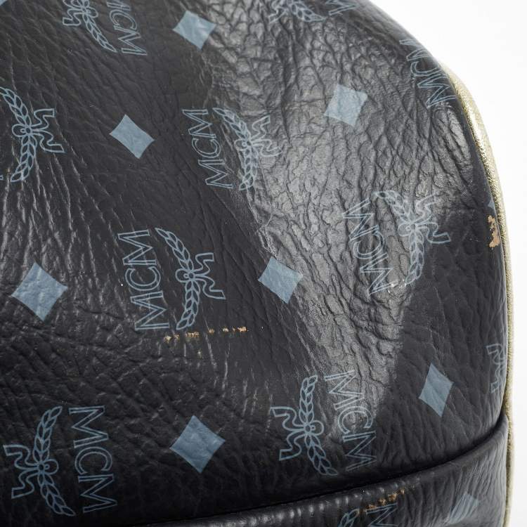 Pre Owned MCM Black Visetos Coated Canvas and Leather Princess Lion Shopper Tote