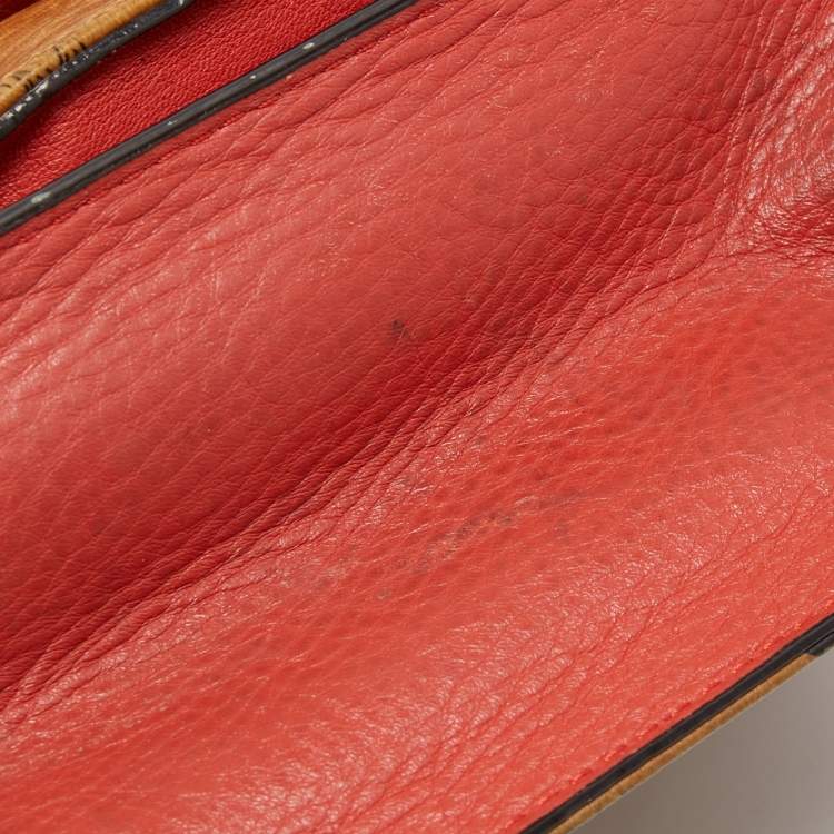 Pre Owned MCM Tan/Orange Visetos Coated Canvas and Leather Chain Crossbody Bag