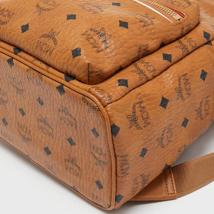 Pre Owned MCM Cognac Visetos Coated Canvas Small Stark Backpack