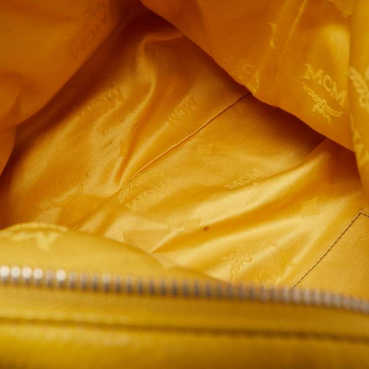 Pre Owned MCM Yellow Leather Zip Tassel Shoulder Bag