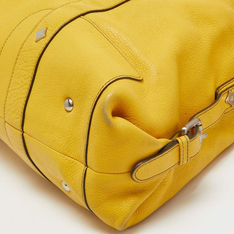 Pre Owned MCM Yellow Leather Zip Tassel Shoulder Bag