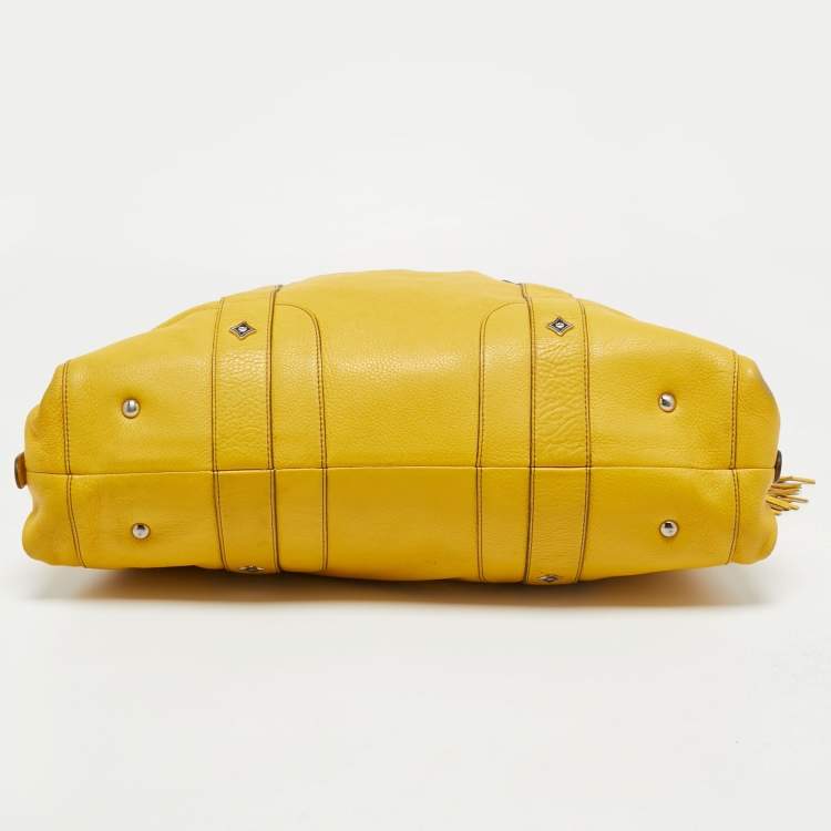 Pre Owned MCM Yellow Leather Zip Tassel Shoulder Bag