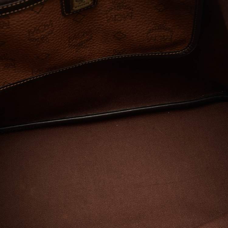 Pre Owned MCM Brown/Black Visetos Coated Canvas and Leather Open Tote
