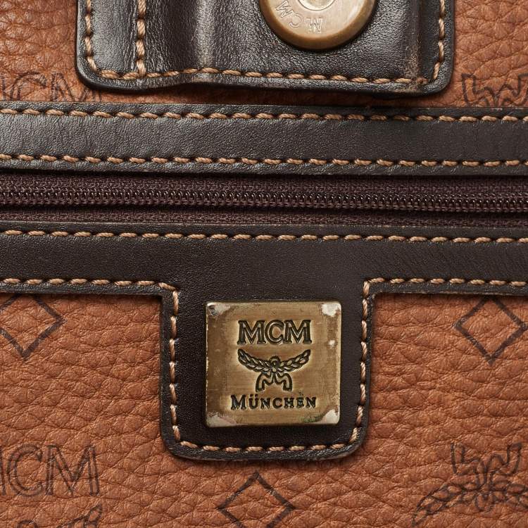 Pre Owned MCM Brown/Black Visetos Coated Canvas and Leather Open Tote