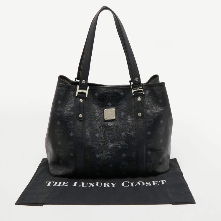 مملوكة مسبقًا MCM Black Visetos Coated Canvas and Leather Tote