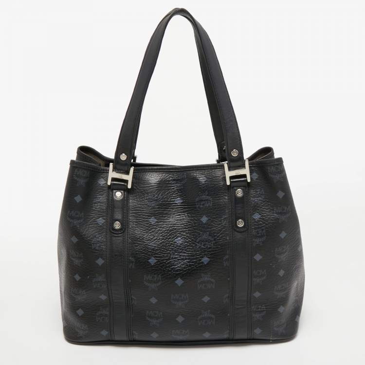 مملوكة مسبقًا MCM Black Visetos Coated Canvas and Leather Tote