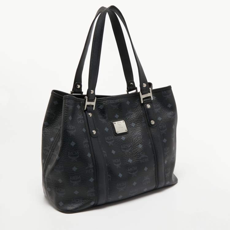 مملوكة مسبقًا MCM Black Visetos Coated Canvas and Leather Tote