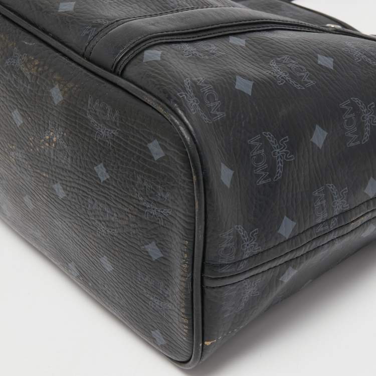 مملوكة مسبقًا MCM Black Visetos Coated Canvas and Leather Tote