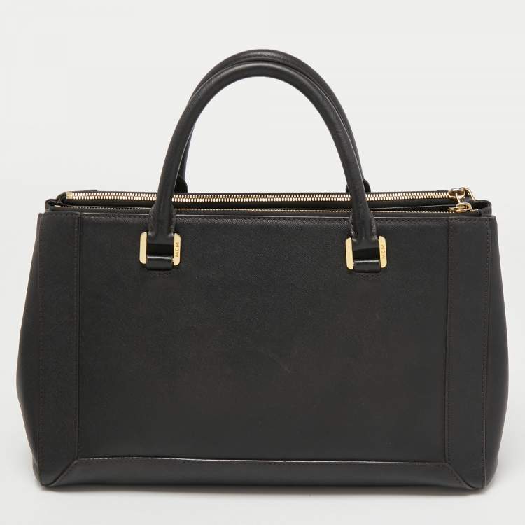 Pre Owned MCM Black Leather Double Zip Tote
