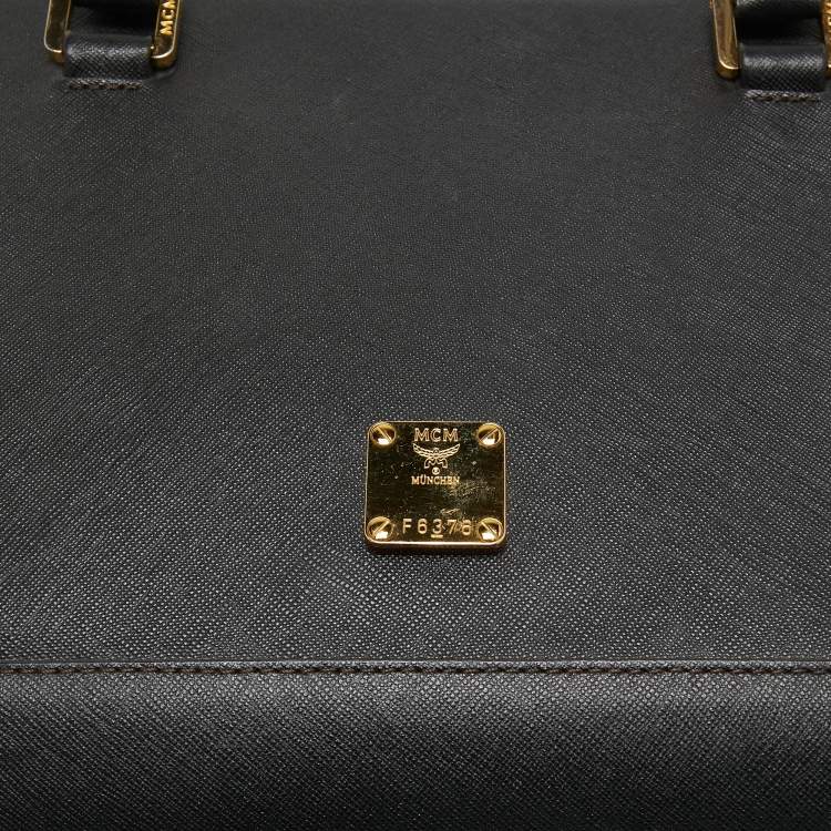 Pre Owned MCM Black Leather Double Zip Tote
