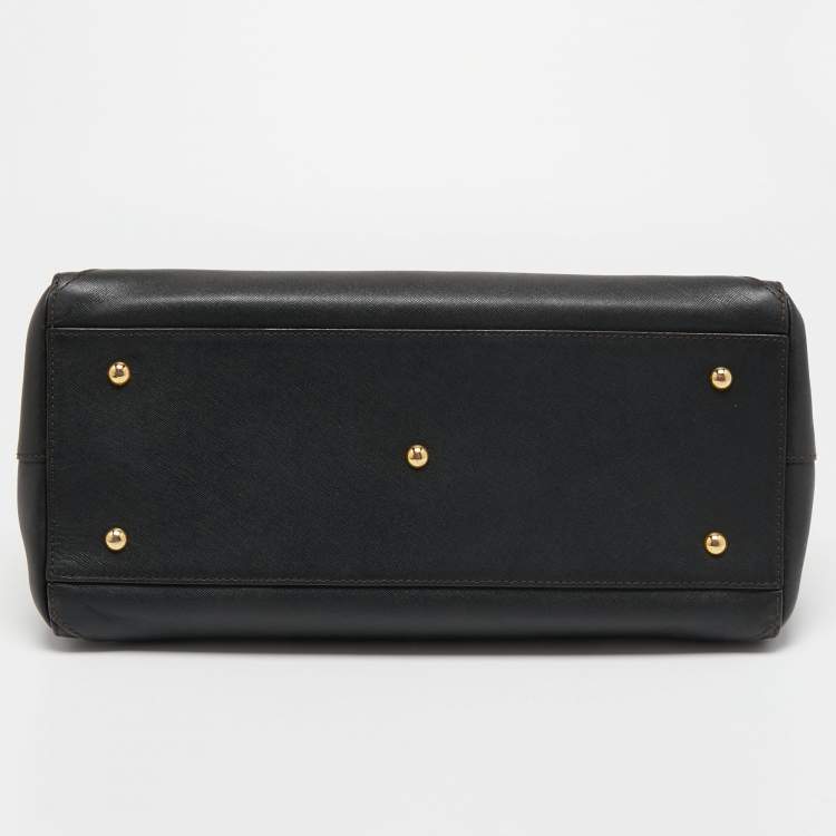 Pre Owned MCM Black Leather Double Zip Tote