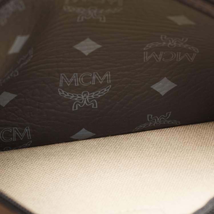 Pre Owned MCM Black Visetos Coated Canvas and Leather Princess Lion Shopper Tote