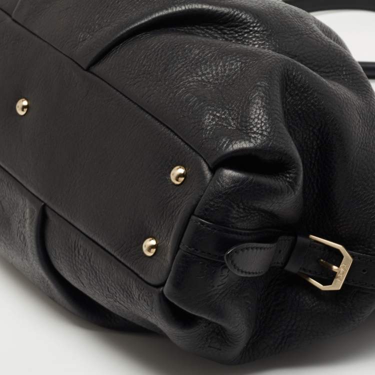 Pre Owned MCM Black Monogram Leather Top Zip Tote