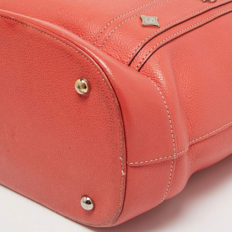 مملوكة مسبقًا MCM Orange Pebbled Leather Studded Tote