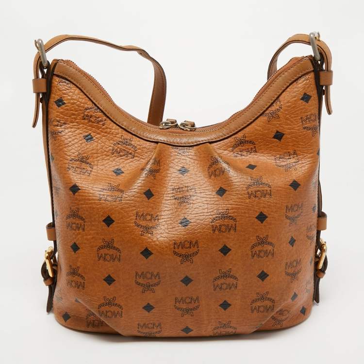 Pre Owned MCM Cognac Visetos Coated Canvas Hobo