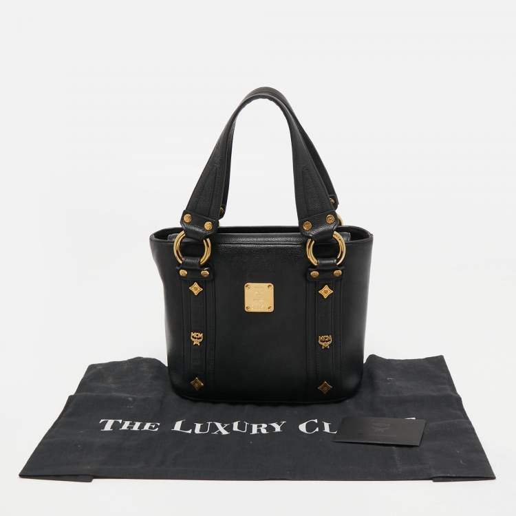Pre Owned MCM Black Leather Flap Tote