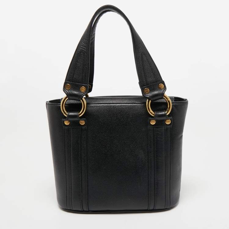 Pre Owned MCM Black Leather Flap Tote