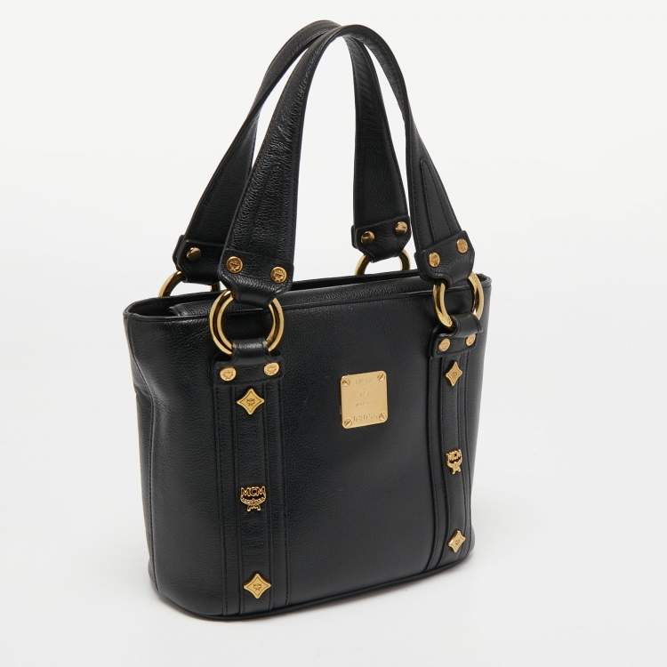 Pre Owned MCM Black Leather Flap Tote