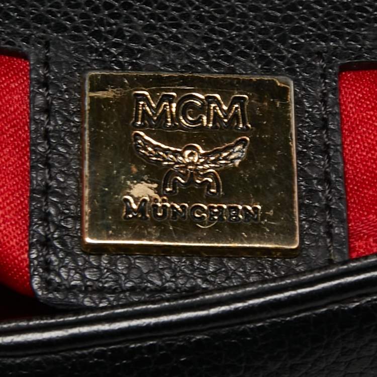 Pre Owned MCM Black Leather Flap Tote