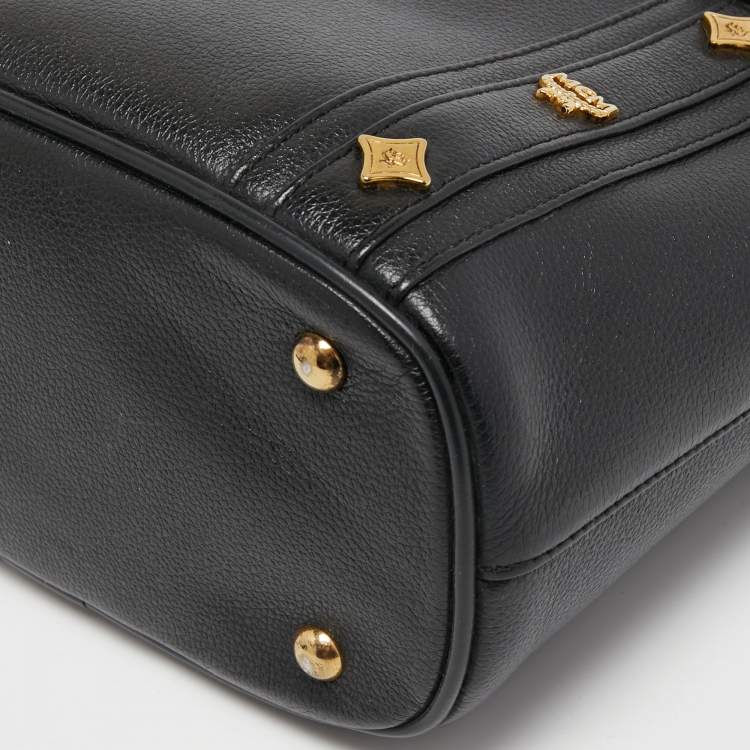Pre Owned MCM Black Leather Flap Tote