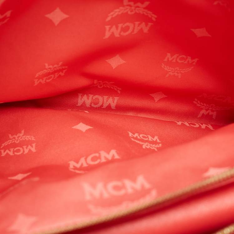 Pre Owned MCM Coral Orange Leather Large Nuovo Tote