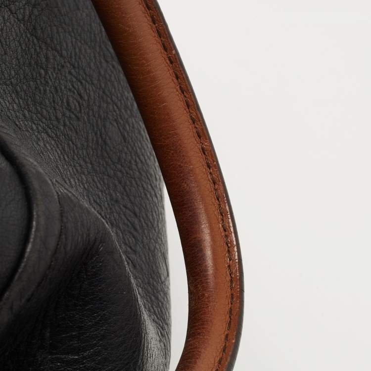 Pre Owned MCM Black/Brown Visetos Embossed Soft Leather Zip Shoulder Bag