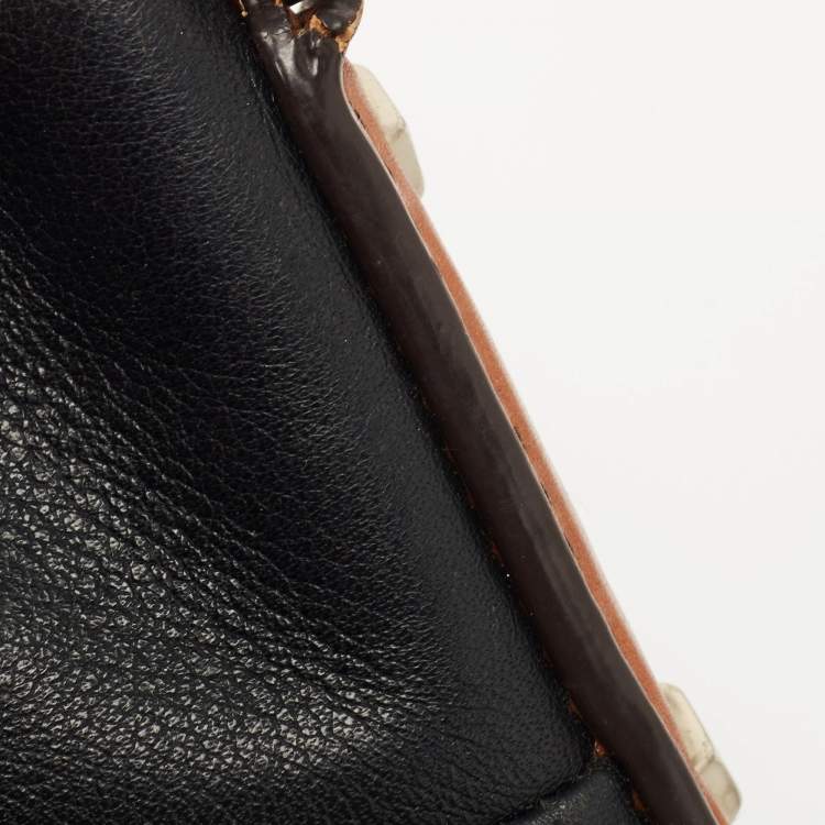 Pre Owned MCM Black/Brown Visetos Embossed Soft Leather Zip Shoulder Bag