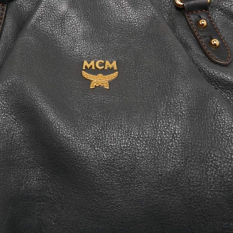 Pre Owned MCM Black Leather Whipstitch Shoulder Bag