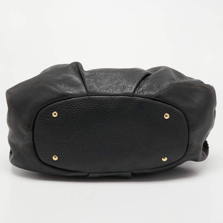 Pre Owned MCM Black Leather Whipstitch Shoulder Bag
