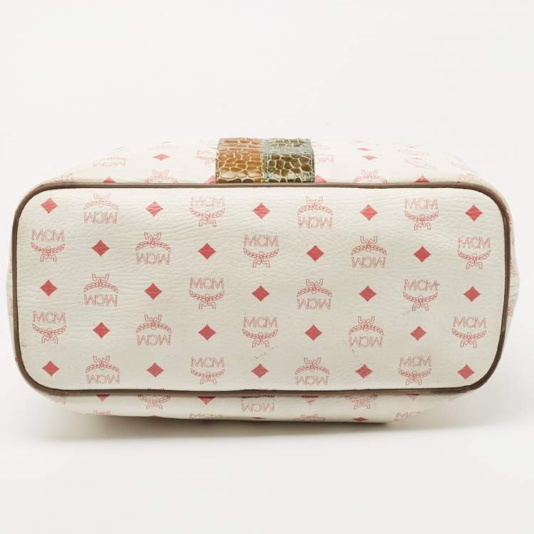 مملوكة مسبقًا MCM Multicolor Visetos Coated Canvas and Leather Striped Munich Lion Tote