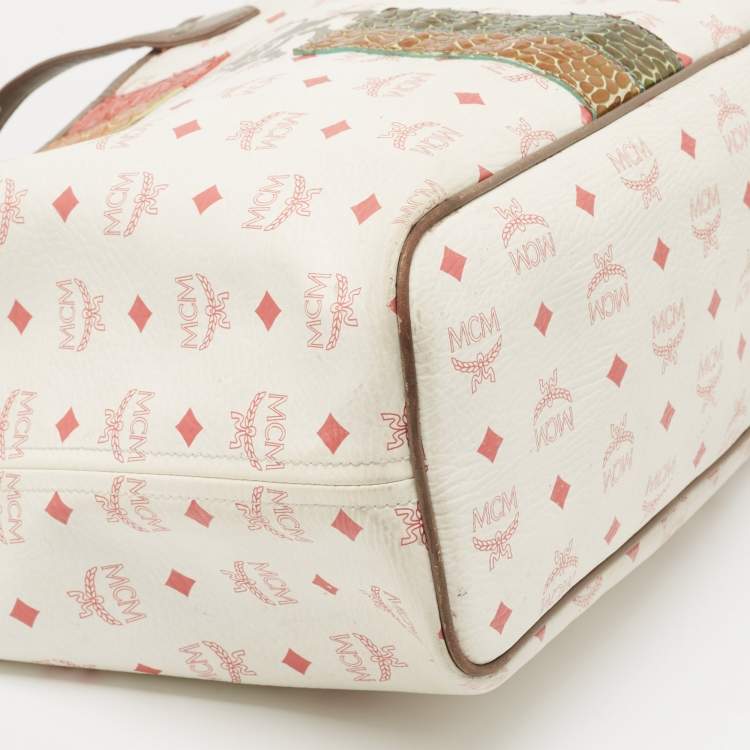 مملوكة مسبقًا MCM Multicolor Visetos Coated Canvas and Leather Striped Munich Lion Tote