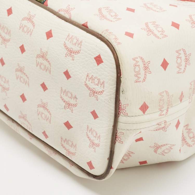 مملوكة مسبقًا MCM Multicolor Visetos Coated Canvas and Leather Striped Munich Lion Tote
