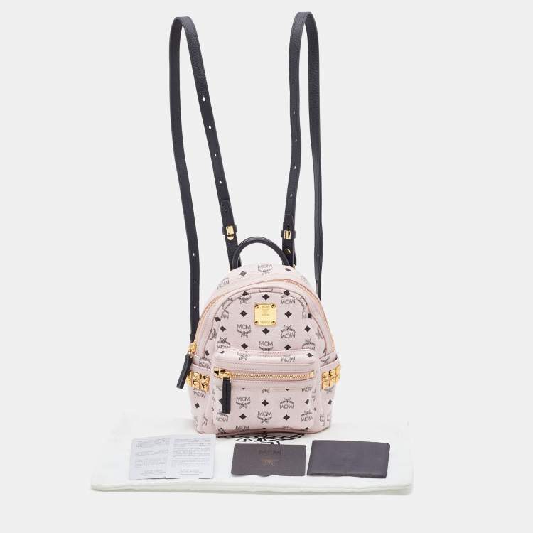 Pre Owned MCM Pink/Black Visetos Leather Mini Stark Side Studs Backpack