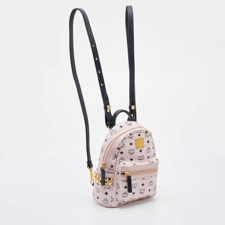 Pre Owned MCM Pink/Black Visetos Leather Mini Stark Side Studs Backpack