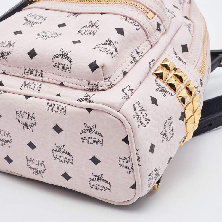 Pre Owned MCM Pink/Black Visetos Leather Mini Stark Side Studs Backpack