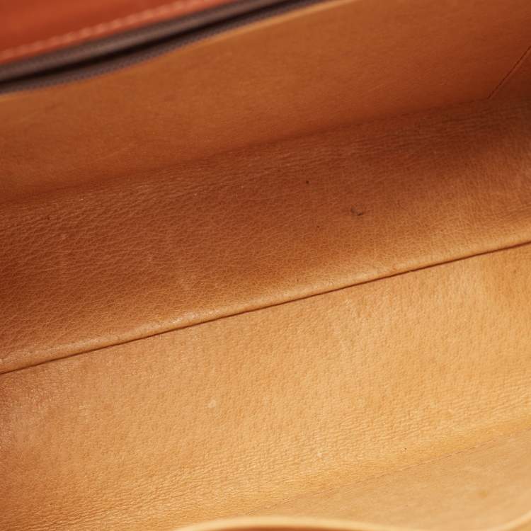 Pre Owned MCM Cognac Visetoes Coated Canvas Heritage Top Handle Bag