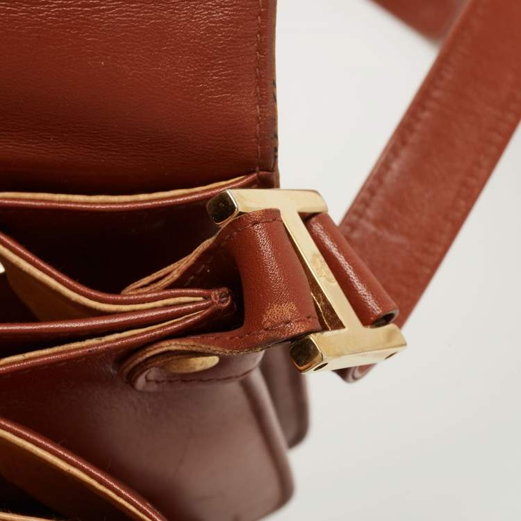 Pre Owned MCM Cognac Visetos Coated Canvas Shoulder Bag