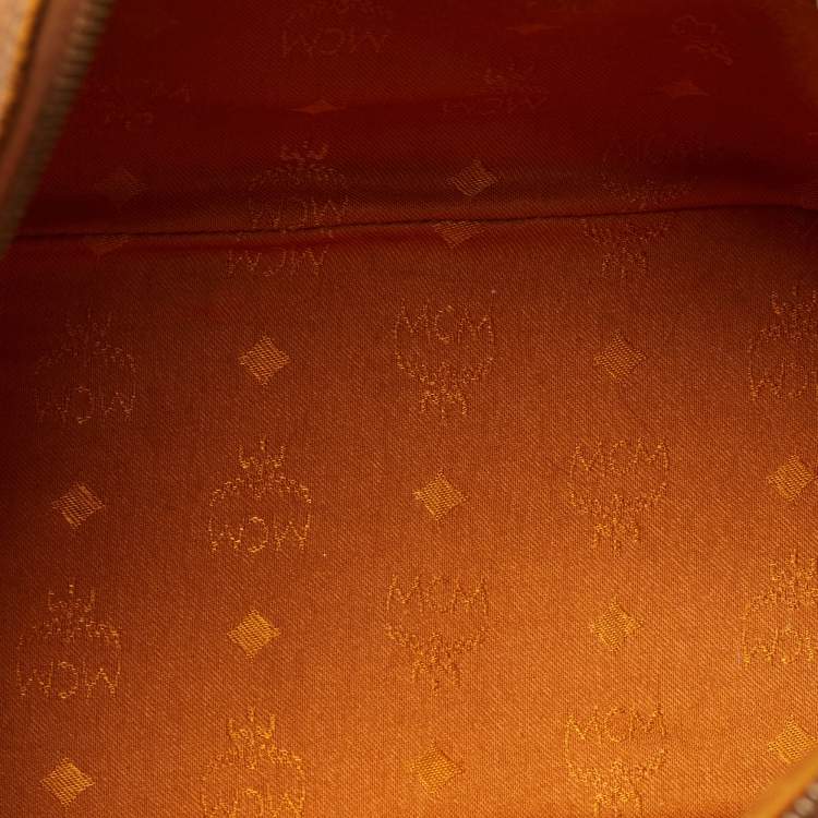 Pre Owned MCM Cognac Visetos Coated Canvas Heritage Bowler Bag