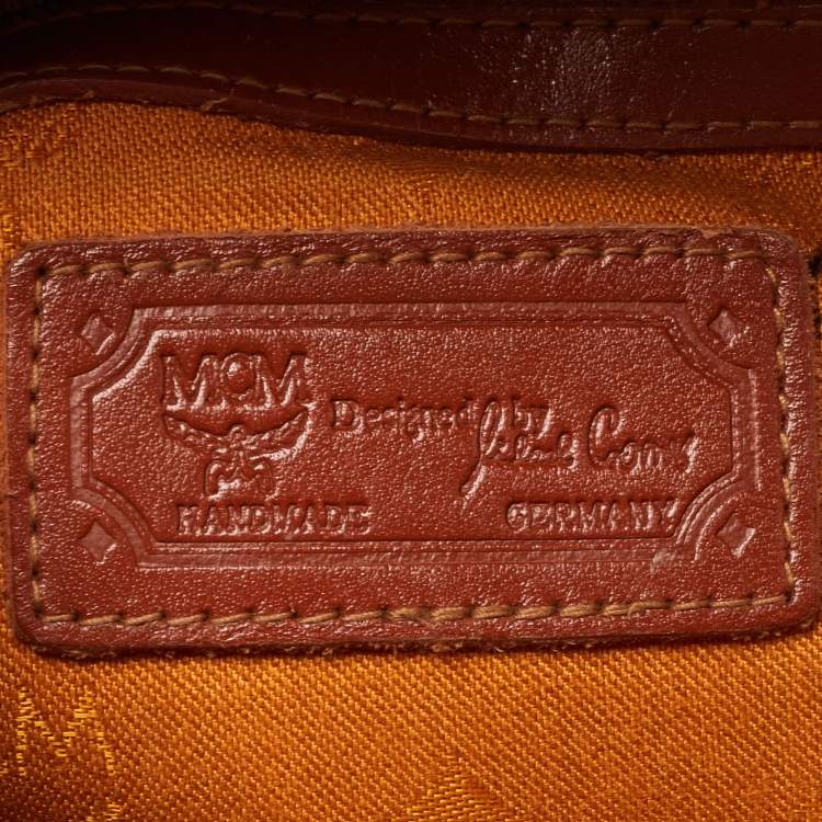 Pre Owned MCM Cognac Visetos Coated Canvas Heritage Bowler Bag