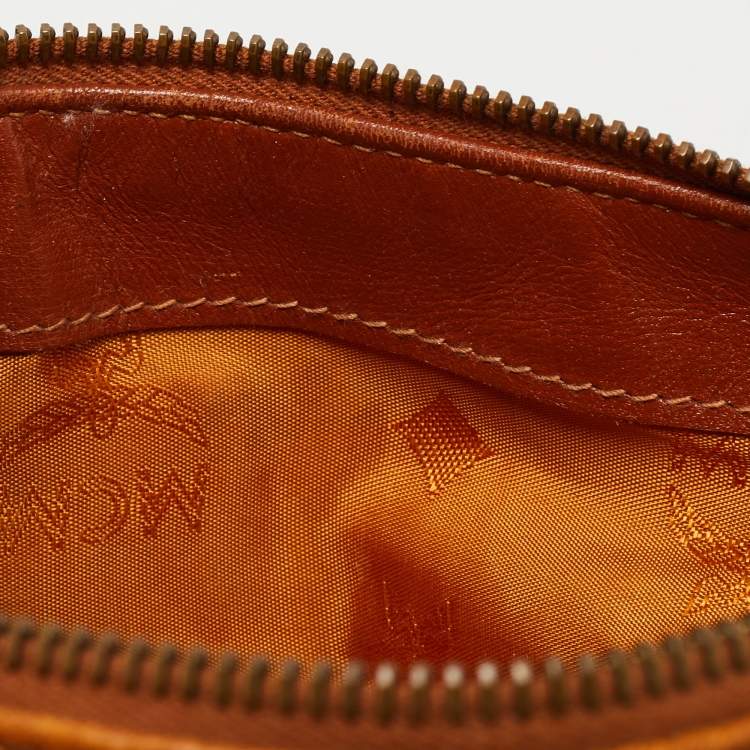 Pre Owned MCM Cognac Visetos Coated Canvas Mini Boston Crossbody  Bag