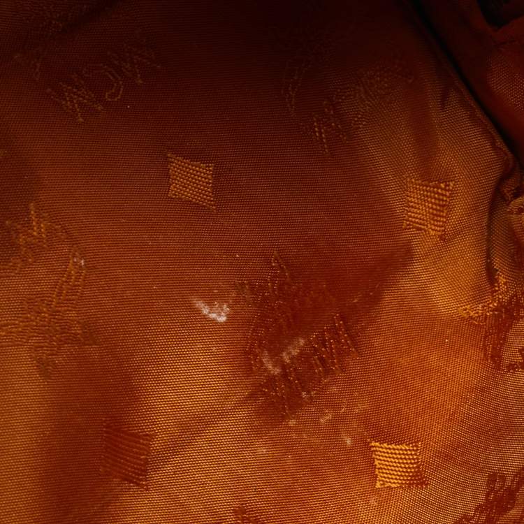 Pre Owned MCM Cognac Visetos Coated Canvas Mini Boston Crossbody  Bag