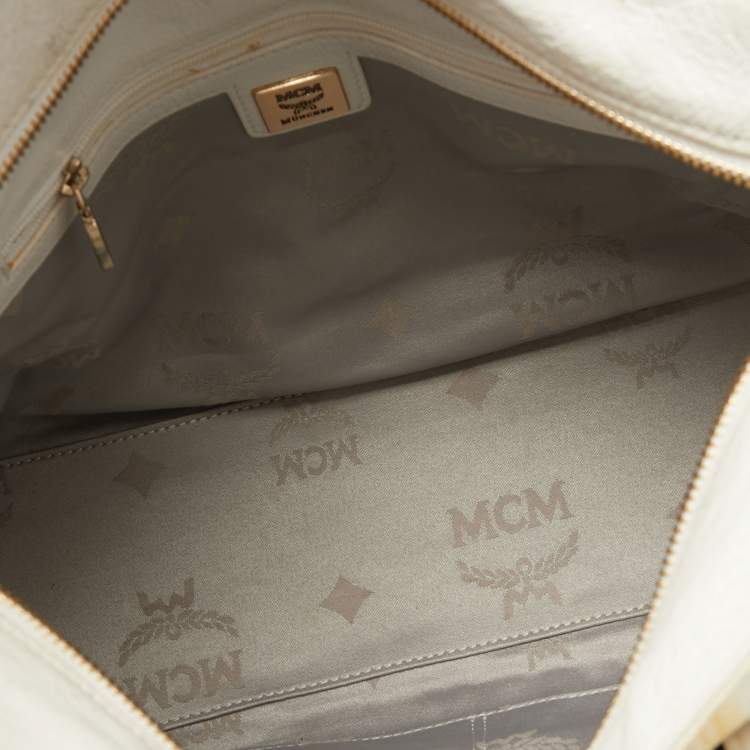 Pre Owned MCM Yellow/Black Python Embossed Leather Zip Tote