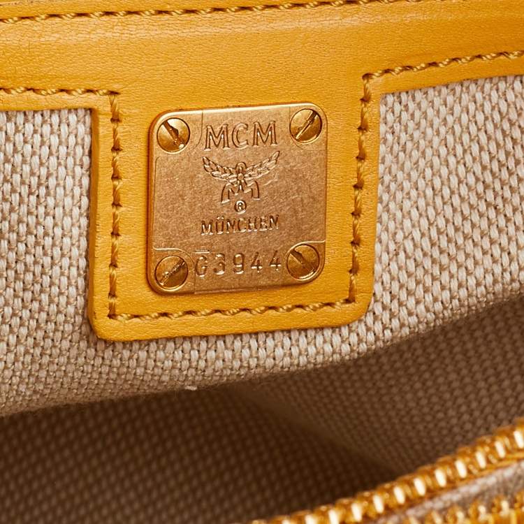 Pre Owned MCM Yellow/Pink Leather and Calf Hair Satchel