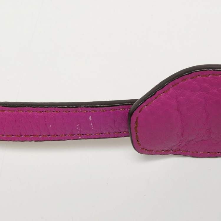 Pre Owned MCM Orange/Pink Croc Embossed and Leather Buckle Flap Top Handle Bag